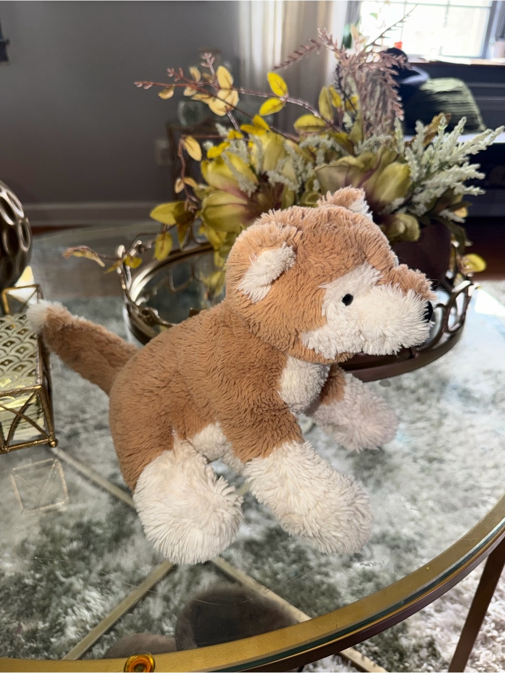 Jellycat Plush Tan and Cream Fox Accent Pillow Buddy